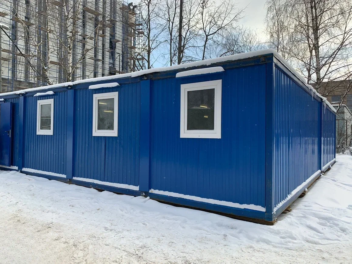 Модульная бытовка в синем цвете