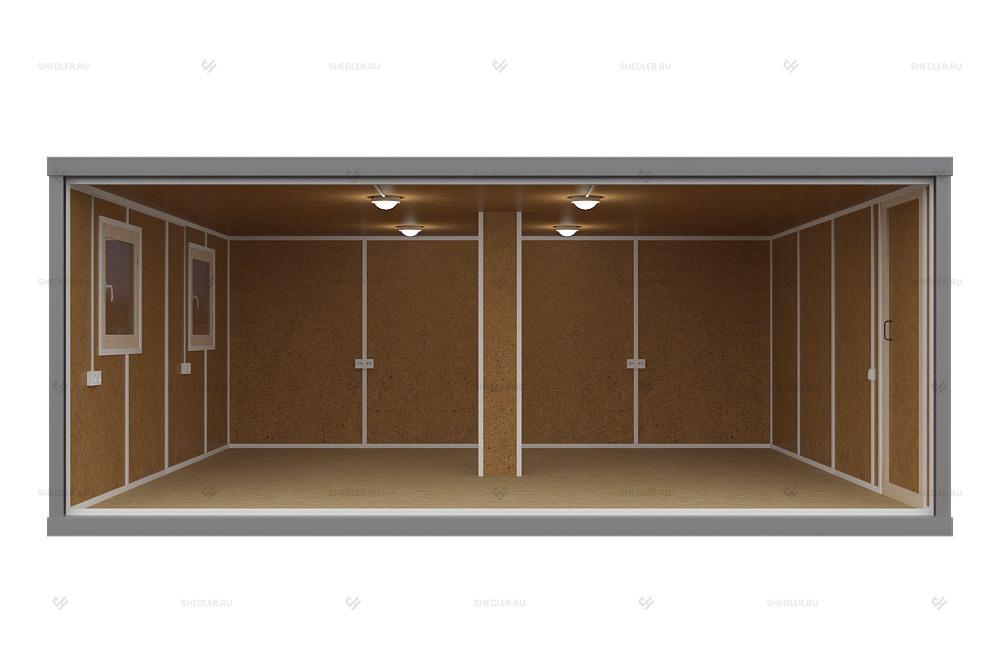 Внутренняя отделка модульного здания МЗ-13 из 2 блок-контейнеров БК-00