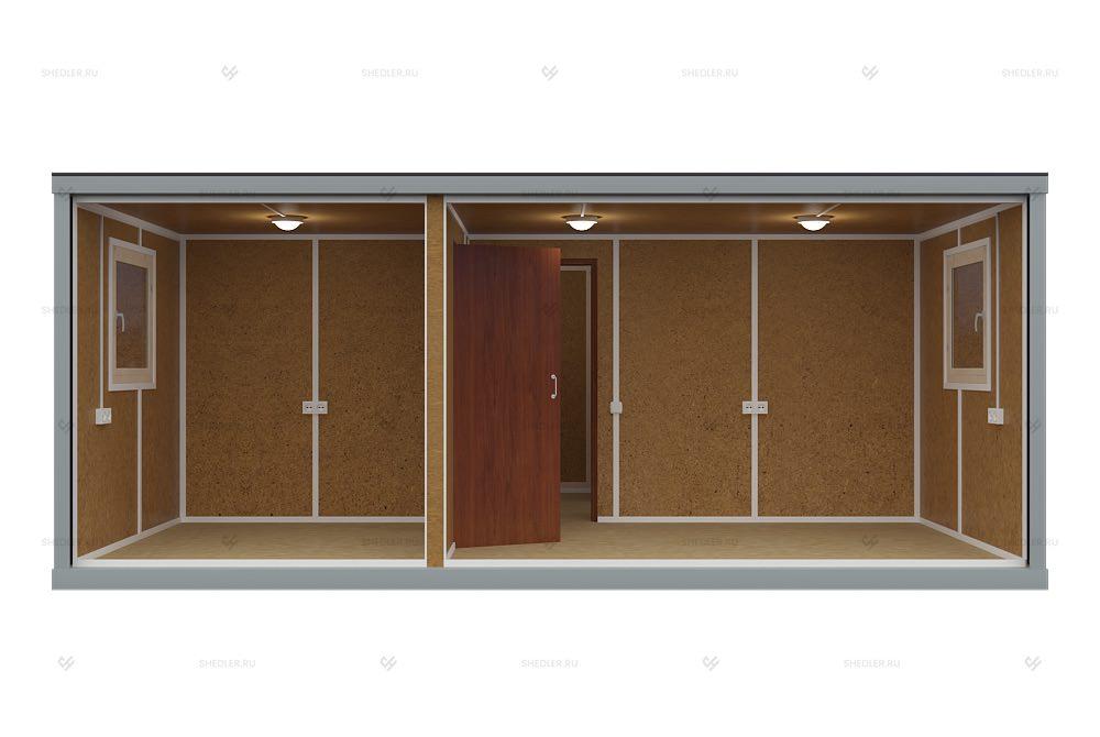 Внутренняя отделка модульного здания МЗ-24 из 2 блок-контейнеров