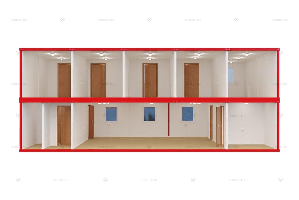 Внутренняя отделка модульного здания МЗ-49 СП из 10 блок-контейнеров