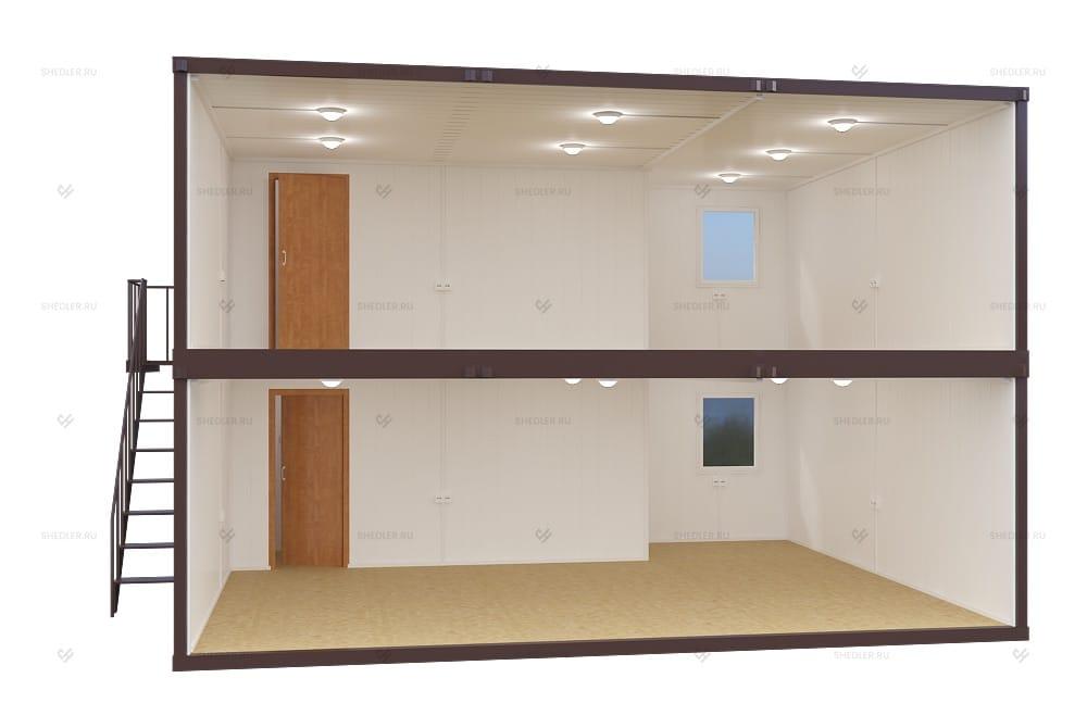 Внутренняя отделка модульного здания МЗ-20 СП из 6 блок-контейнеров