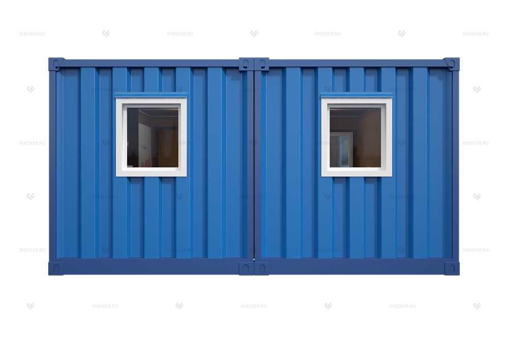 Бытовка жилая из двух морских контейнеров синяя