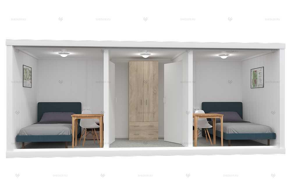 Блок контейнер БК-04 СП SHEDLER из сэндвич панелей внутри