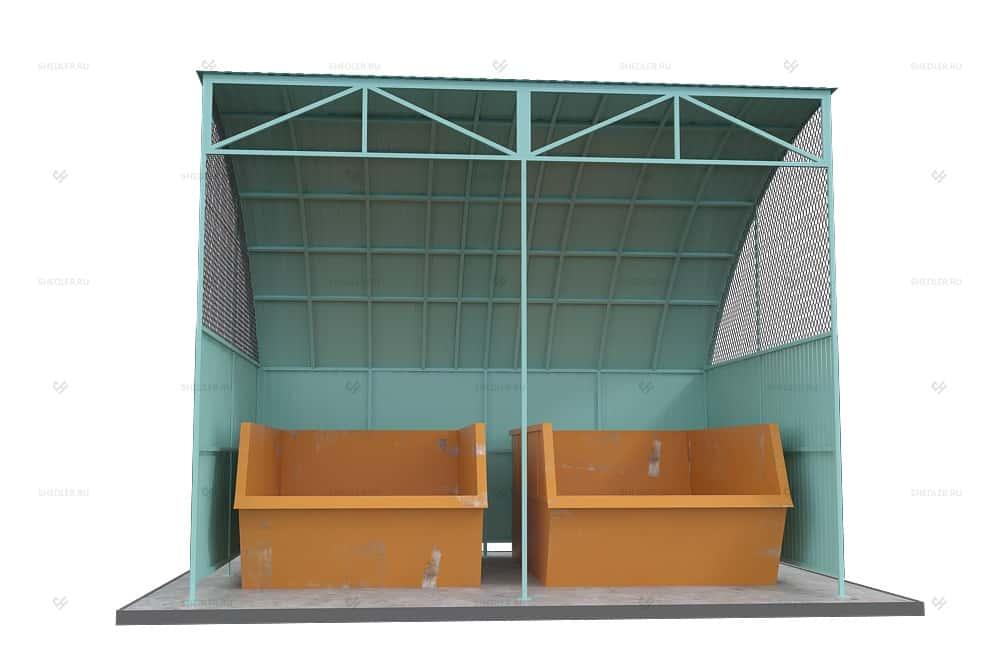 Контейнерная площадка КПМ-06 из профлиста на 2 мусорных контейнера