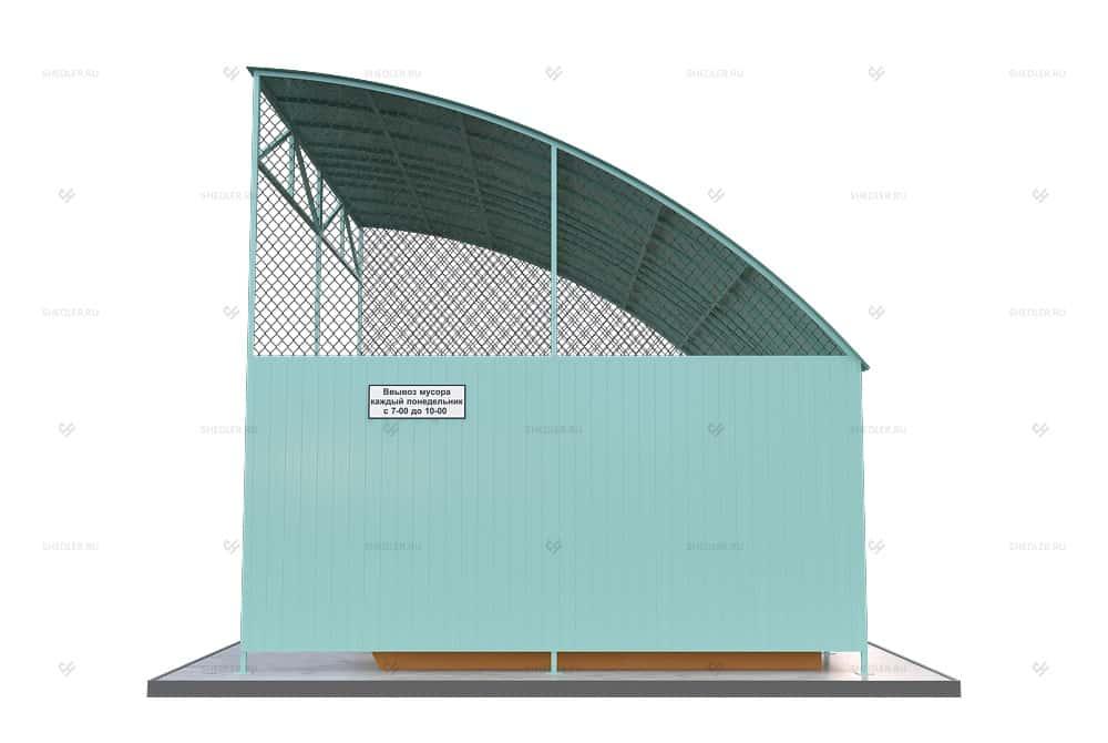 Контейнерная площадка КПМ-06 SHEDLER из профлиста без ворот на 2 мусорных контейнера