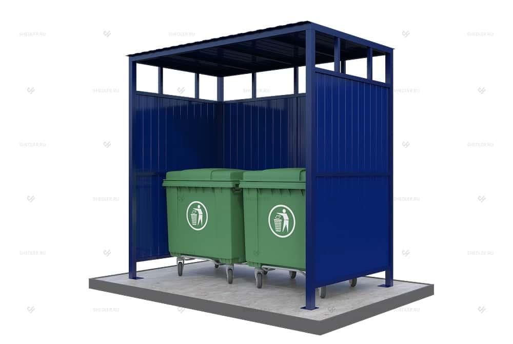 Контейнерная площадка КПМ-07 открытая без ворот на 2 мусорных контейнера