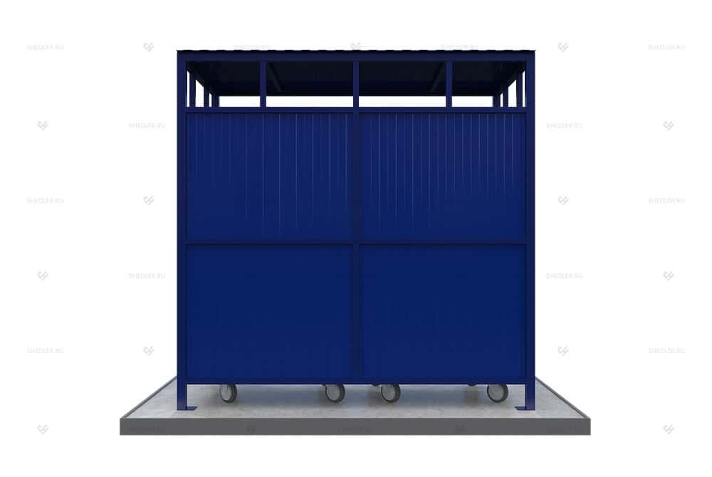 Контейнерная площадка КПМ-07 SHEDLER открытая из профлиста на 2 мусорных контейнера