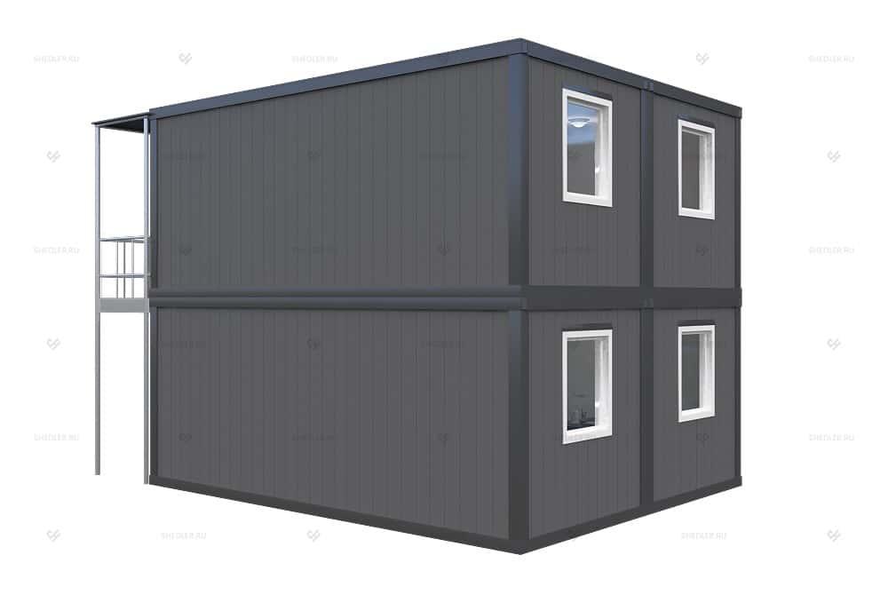 Двухэтажный блок-модуль БМ-03 СП SHEDLER из 4 блок-контейнеров с лестницей