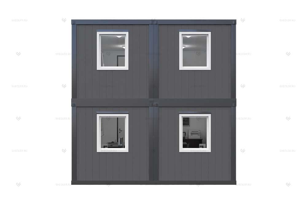 Двухэтажный блок-модуль БМ-03 СП SHEDLER из 4 блок-контейнеров с окнами