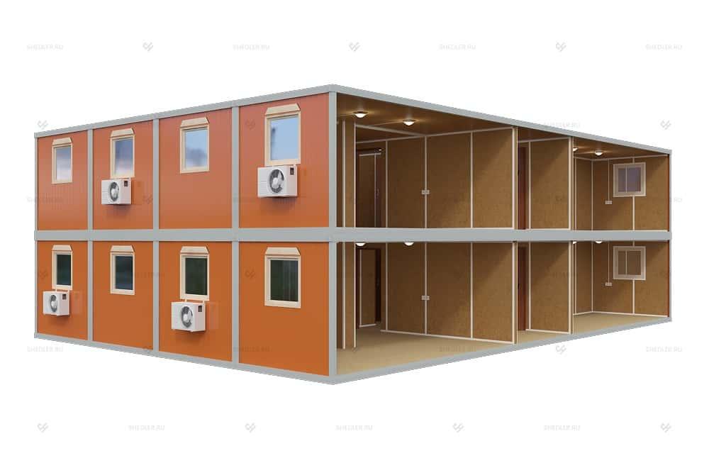 Модульное здание МЗ-40 из 20 блок-контейнеров внутри