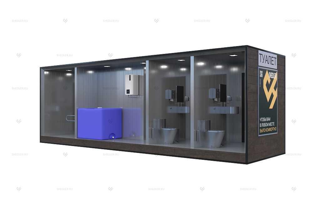 Внутреннее наполнение здания модульного туалета 
