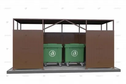 Контейнерная площадка КПМ-04 из профлиста на 4 мусорных контейнера