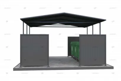 Контейнерная площадка КПМ-05 из профлиста сквозная на 6 мусорных контейнеров