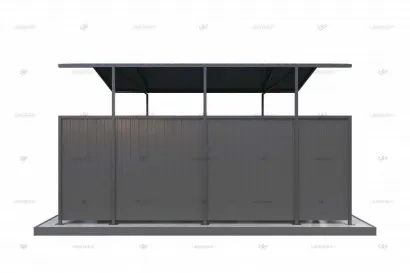 Контейнерная площадка КПМ-05 SHEDLER из профлиста сквозная без ворот на 6 мусорных контейнеров