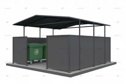 Контейнерная площадка КПМ-05 SHEDLER сквозная без ворот на 6 мусорных контейнеров