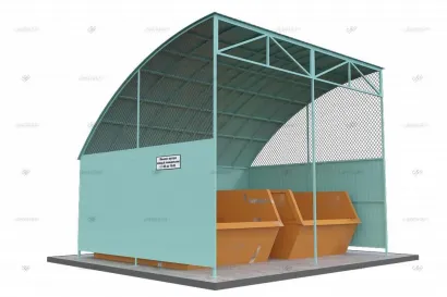 Контейнерная площадка КПМ-06 из профлиста без ворот на 2 мусорных контейнера