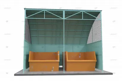 Контейнерная площадка КПМ-06 из профлиста на 2 мусорных контейнера