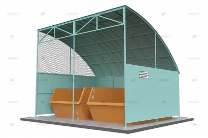 Контейнерная площадка КПМ-06 без ворот на 2 мусорных контейнера