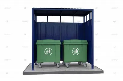 Контейнерная площадка КПМ-07 открытая из профлиста на 2 мусорных контейнера