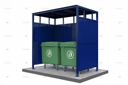 Контейнерная площадка КПМ-07 открытая без ворот на 2 мусорных контейнера