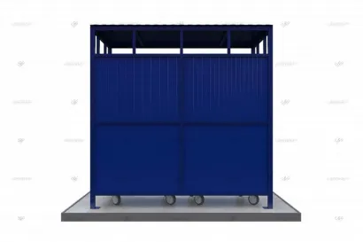 Контейнерная площадка КПМ-07 SHEDLER открытая из профлиста на 2 мусорных контейнера