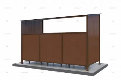 Контейнерная площадка КПМ-08 SHEDLER открытая без ворот на 3 мусорных контейнера