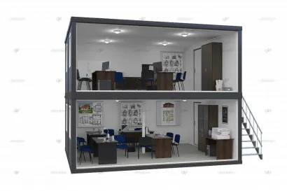 Двухэтажный блок-модуль БМ-03 СП SHEDLER из 4 блок-контейнеров внутри