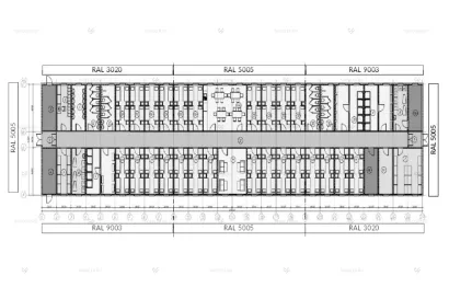 Модульное здание МЗ-66 из 65 БКСП-00 с двускатной крышей в цвете