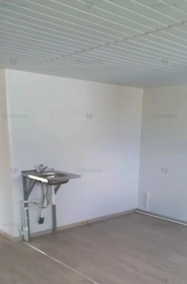 Модульное двухэтажное здание SHEDLER из 26-ти блок-контейнеров на ЖД станции Белый Раст раковина