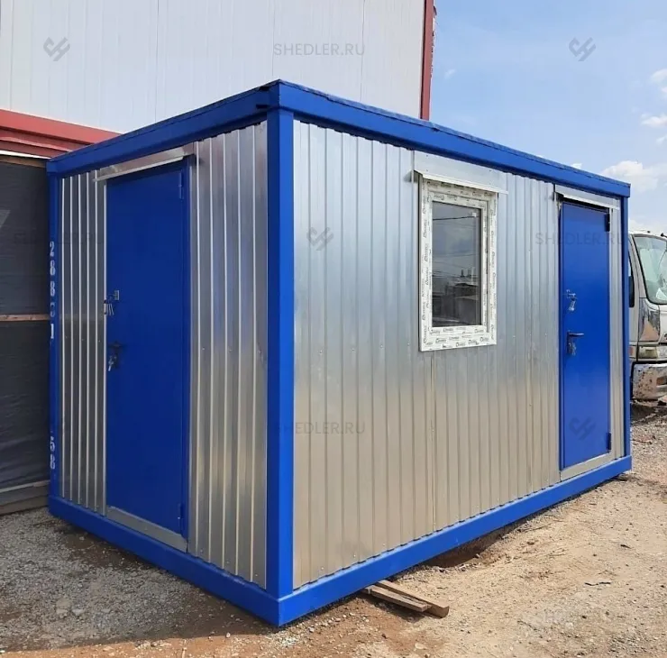 Каркасно-щитовая проходная SHEDLER из 1 блок-контейнера из профлиста