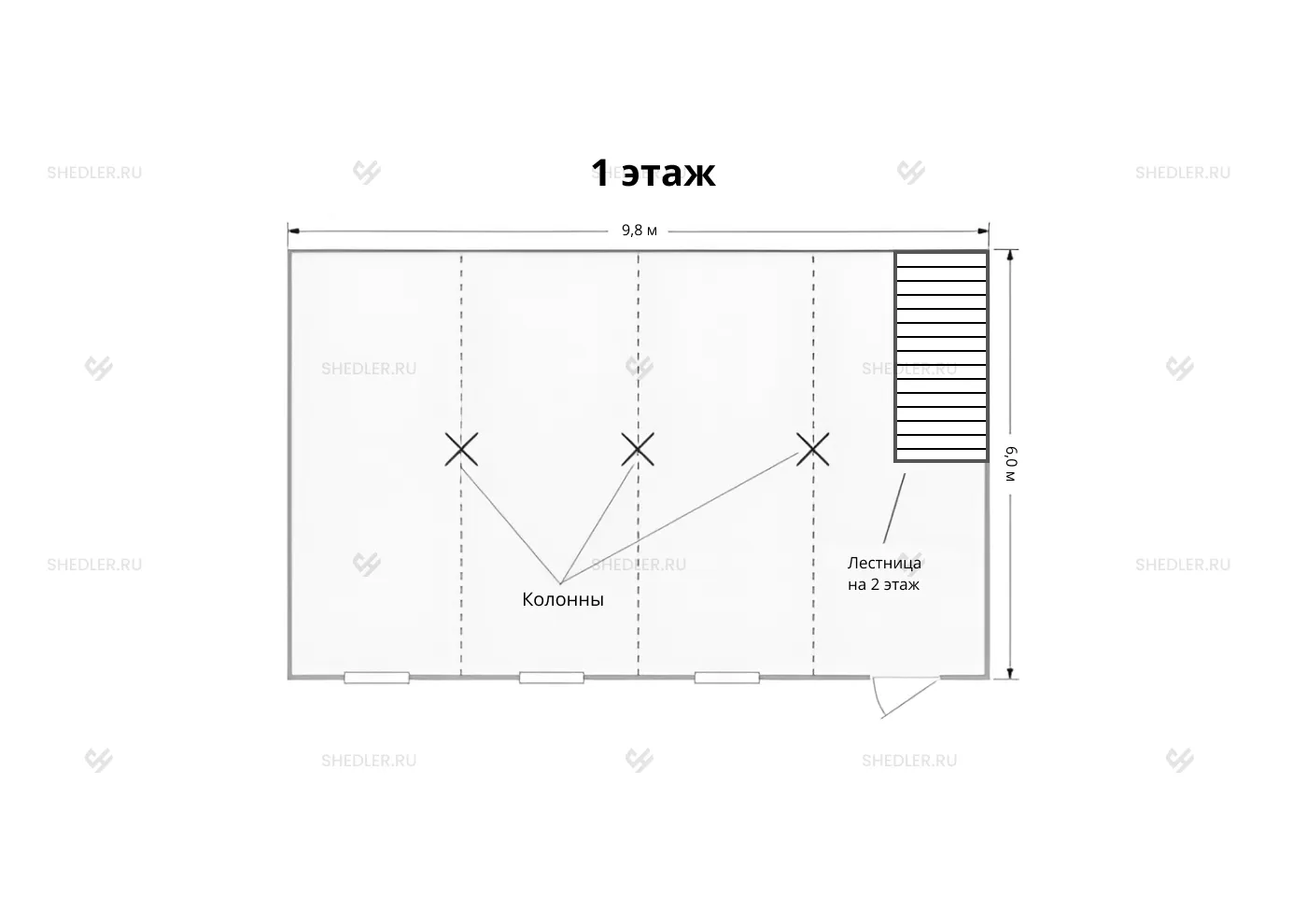Блок-модуль двухэтажный БМ-04 СП схема 1-го этажа